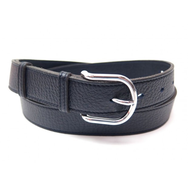 NEUF CEINTURE HERMES EN CUIR TAURILLON BLEU MARINE 95 BOUCLE PALLADIE BELT 645