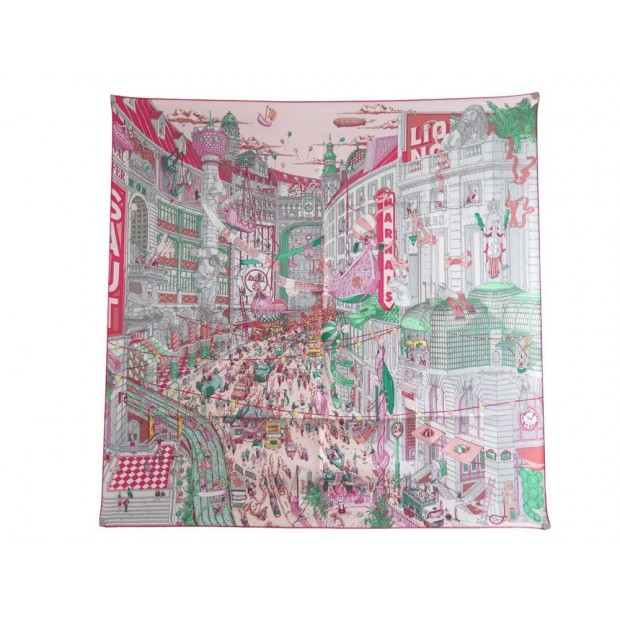 NEUF FOULARD HERMES LE GRAND PRIX DU FAUBOURG SOIE UGO GATTONI CARRE SCARF 360€