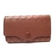 ETUI PORTE CLES BOTTEGA VENETA EN CUIR TRESSE MARRON KEY RING 260