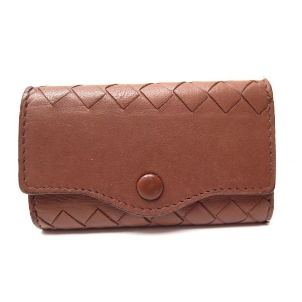 ETUI PORTE CLES BOTTEGA VENETA EN CUIR TRESSE MARRON KEY RING BROWN LEATHER 260€