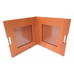 NEUF DOUBLE CADRE PHOTO HERMES EN BOIS MARRON & CUIR PICTURE FRAME WOOD NEW