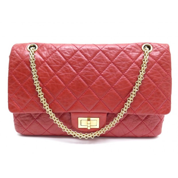SAC A MAIN CHANEL TIMELESS MAXI 2.55 MATELASSE BANDOULIERE CUIR ROUGE BAG 5420 
