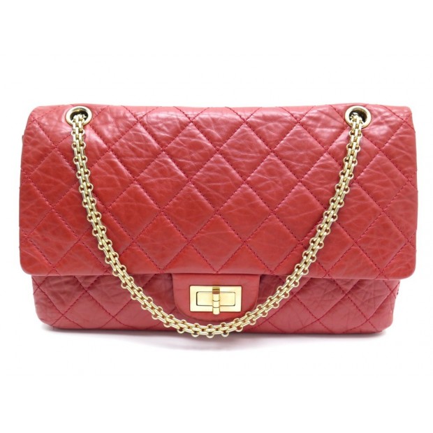 SAC A MAIN CHANEL TIMELESS MAXI 2.55 MATELASSE BANDOULIERE CUIR ROUGE BAG 6200€