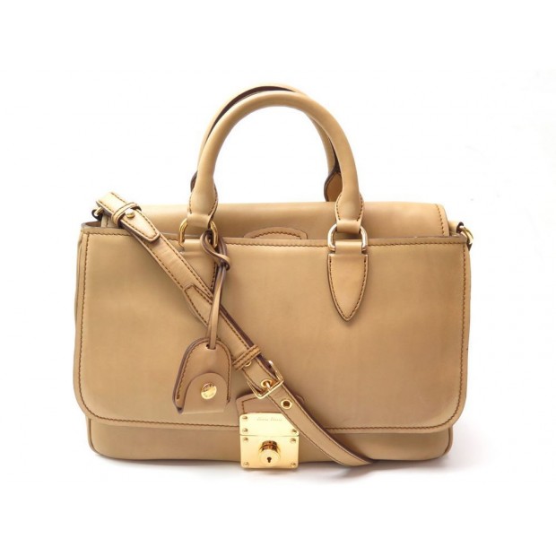 SAC A MAIN MIU MIU EN CUIR BEIGE PATINE BANDOULIERE LEATHER HAND BAG PURSE 1650