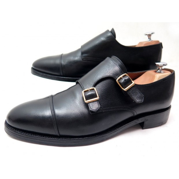 CHAUSSURES JOHN LOBB WILLIAM 9008 BI BOUCLE 10E 44 CUIR GRAINE NOIR SHOES 1115€