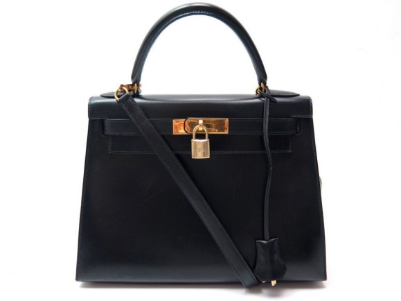 sac a hermes kelly 28 sellier 1993 en cuir box noir