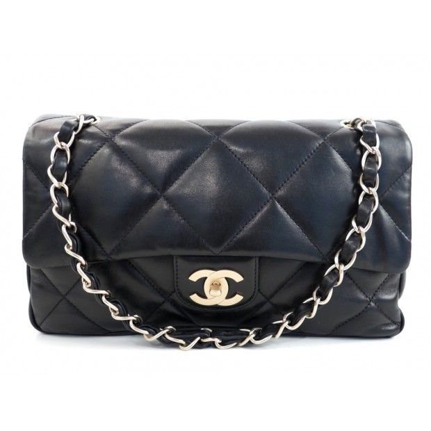 NEUF SAC A MAIN CHANEL TIMELESS 2.55 EN CUIR D AGNEAU MATELASSE NOIR PURSE 4750€