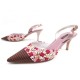 CHAUSSURES LOUIS VUITTON 38.5 SANDALES A TALONS EN TOILE SATIN FLEURS SHOES 620€