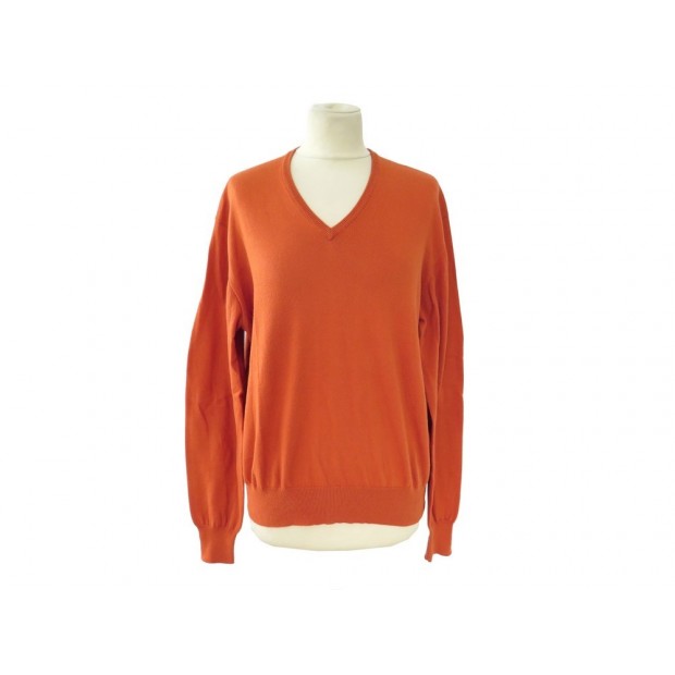 NEUF PULL LORO PIANA COL V T 48 IT 46 FR S EN COTON ORANGE COTTON KNITWEAR 800€