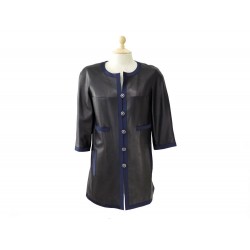 VESTE CHANEL EN CUIR BOUTONS LOGO CC T 38 