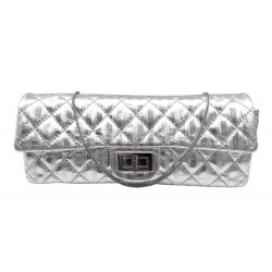 POCHETTE CHANEL ARGENTE CUIR SOIREE 