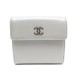 NEUF PORTEFEUILLE CHANEL LOGO CC EN CUIR CAVIAR ARGENTE SILVER WALLET 695€