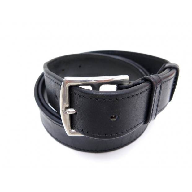 CEINTURE HERMES ETRIVIERE 32 T 105 EN CUIR VEAU NOIR BOUCLE EN ACIER BELT 645€