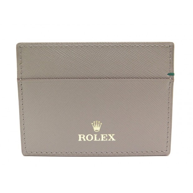 NEUF PORTE CARTES ROLEX EN CUIR TAUPE 