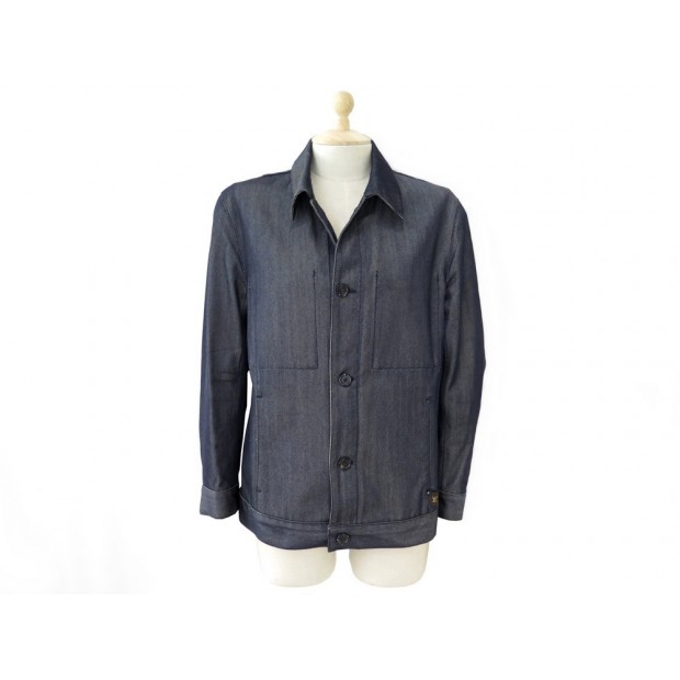 VESTE LOUIS VUITTON T 46 S EN JEAN COTON & LAINE DENIM BLOUSON JACKET BLUE 1700€