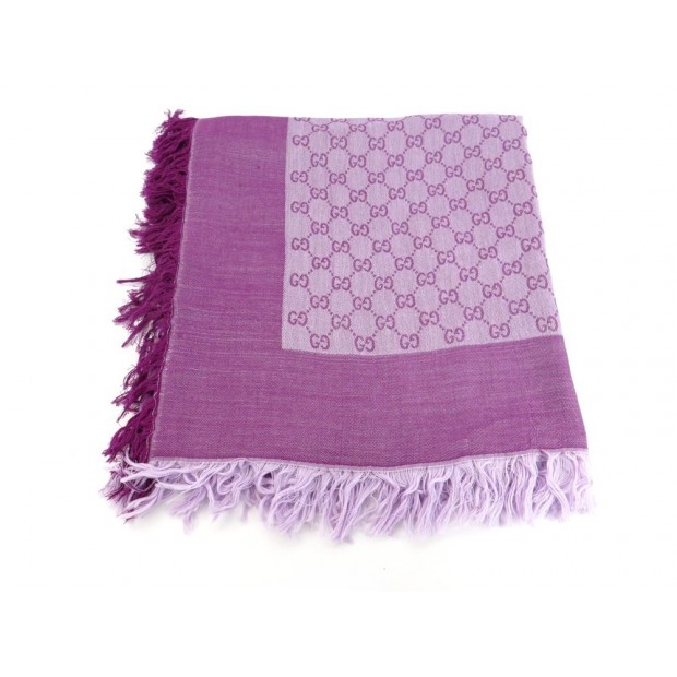 CHALE GUCCI FOULARD ETOLE 135 x 135 EN JACQUARD COTON & SOIE GG SHAWL SCARF 350€