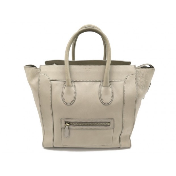 SAC A MAIN CELINE MINI LUGGAGE 165213 CABAS EN CUIR GRAINE TAUPE HAND BAG 2400€