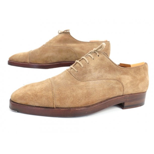 CHAUSSURES AUBERCY SUR MESURE RICHELIEU 7.5 41.5 DAIM BEIGE + EMBAUCHOIRS 1350