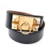 VINTAGE CEINTURE HERMES COLLIER DE CHIEN MEDOR T 72 EN CUIR NOIR DORE BELT 1730€