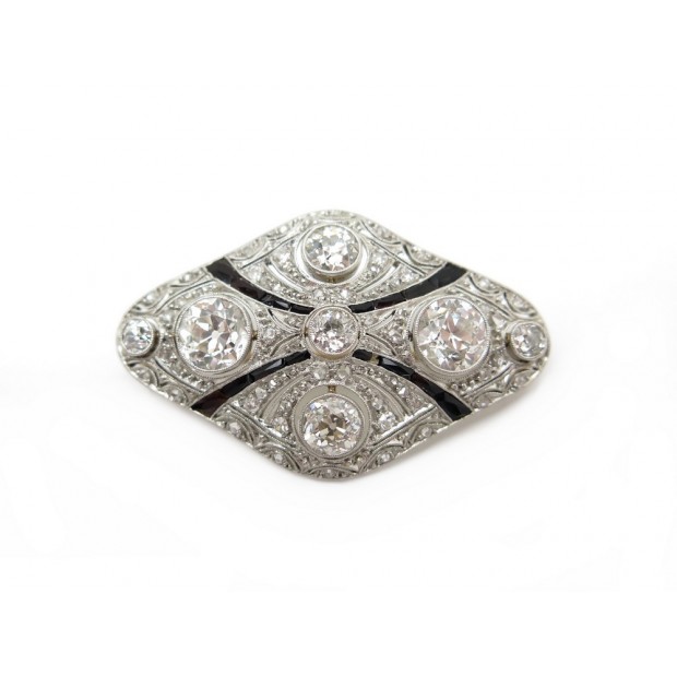 BROCHE ART DECO EN PLATINE 9.9 GR SERTIE DE DIAMANTS 4.11 CT PIERRES BROOCH