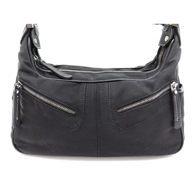 SAC A MAIN TOD'S HOBO 28 CM EN TOILE MICRO FIBRE NOIR BLACK HAND BAG PURSE 700€