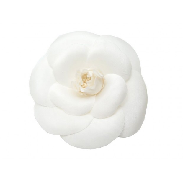 Broche Chanel Grand Camelia Fleur En Tissu Blanc Boite