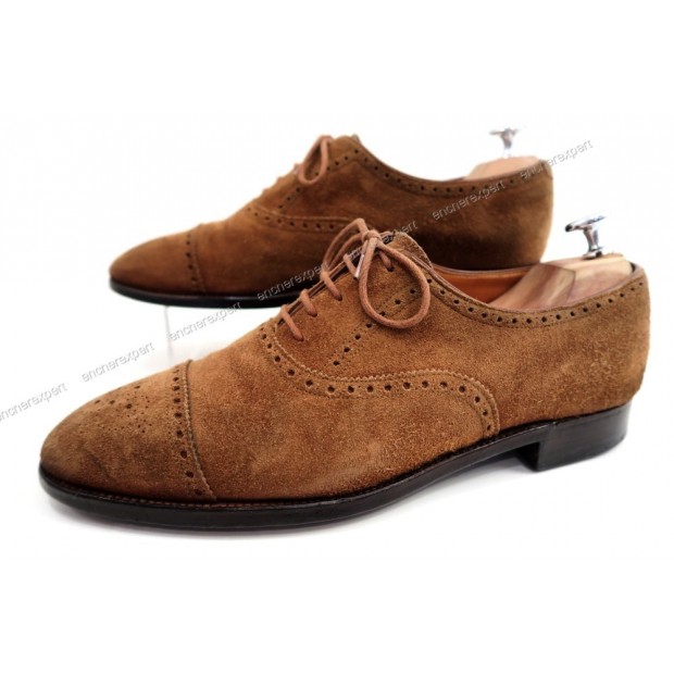 CHAUSSURES JOHN LOBB SEYMOUR RICHELIEU 7.5E 41.5 DAIM MARRON BROWN SHOES 1055