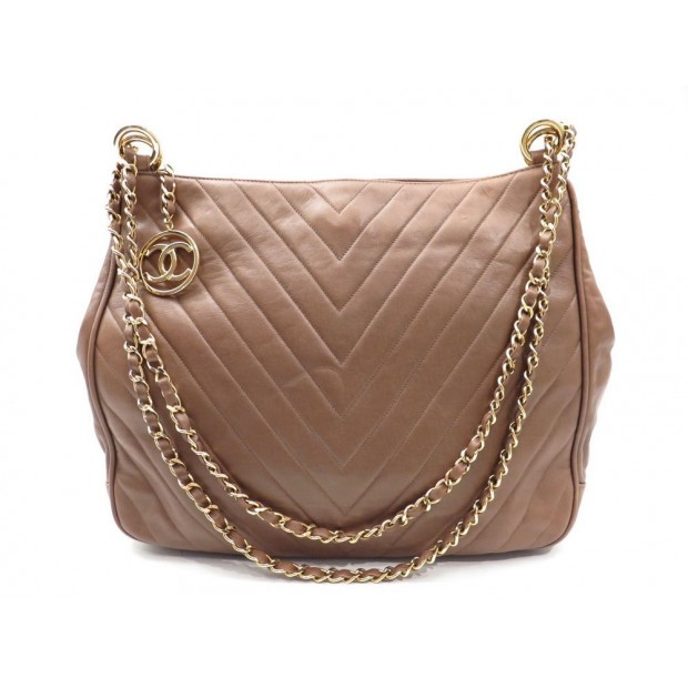 SAC A MAIN CHANEL CABAS SHOPPING 33 CM EN CUIR MATELASSE CHEVRON HAND BAG 3500€