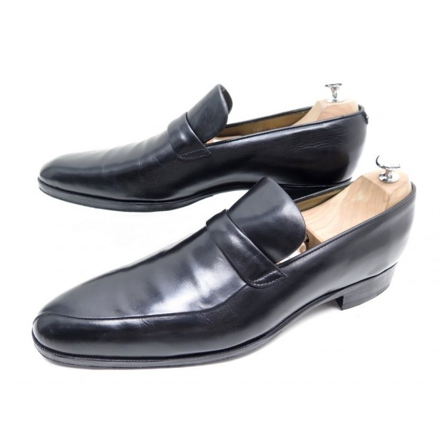 CHAUSSURES GERARD SENE MOCASSINS 10 44 CUIR NOIR + POCHONS BERLUTI SHOES 665€