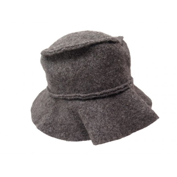 CHAPEAU CHANEL BOB EN LAINE GRISE FEUTRE TAILLE 57 GRAY WOOL HAT CAP 460€