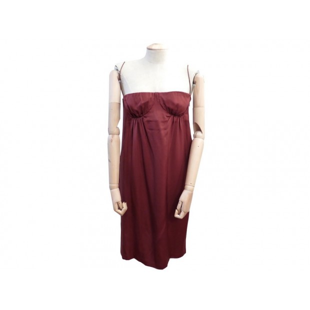 ROBE BUSTIER BOTTEGA VENETA 42 IT 38 FR M EN SOIE BORDEAUX SILK DRESS 1850€