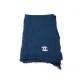 ETOLE CHANEL LOGO CC SEQUINS 61x175 CM EN CACHEMIRE SOIE LAINE BLEUE SCARF 930€