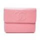 PORTEFEUILLE CHANEL LOGO CC CUIR CAVIAR ROSE PINK LEATHER WALLET BILLFOLD 770€
