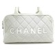 SAC A MAIN CHANEL BOWLING BOSTON TOILE ET CUIR GRIS & BLANC HAND BAG PURSE 2800€