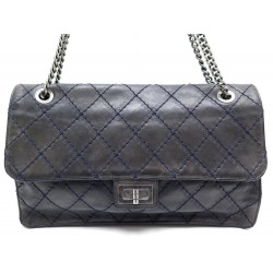 SAC A MAIN CHANEL MAXI MADEMOISELLE MATELASSE JUMBO EN CUIR BLEU HAND BAG 5420€