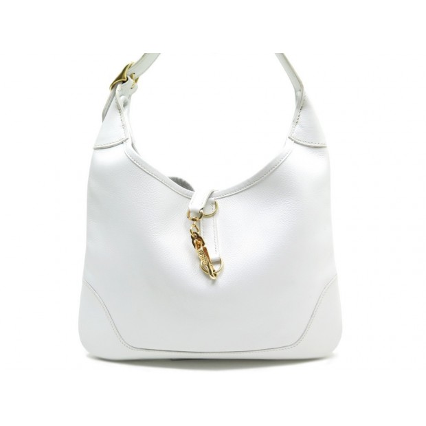 AUTHENTICITE VINTAGE SAC A MAIN HERMES TRIM CUIR BLANC 