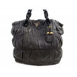 SAC A MAIN PRADA BR4073 NAPPA GAUFRE EN CUIR MARRON BROWN HAND BAG PURSE 1900€