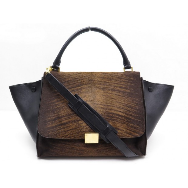 SAC A MAIN CELINE TRAPEZE MEDIUM EN CUIR POULAIN MARRON BROWN HAND BAG 2200€