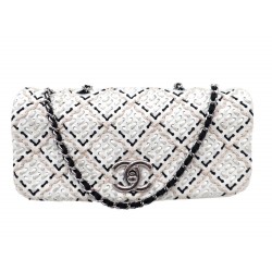 SAC A MAIN CHANEL TIMELESS POCHETTE COLLECTOR CUIR VERNI BLANC BAG PURSE 4100€