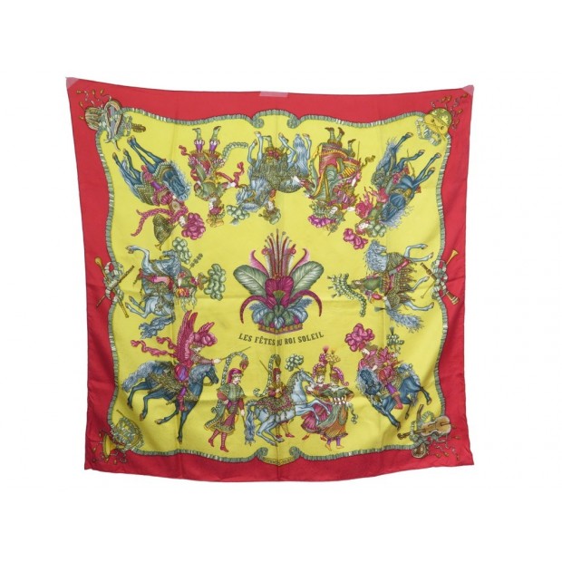 FOULARD HERMES LES FETES DU ROI SOLEIL CARRE EN SOIE JACQUARD BROCHEE SCARF 360€