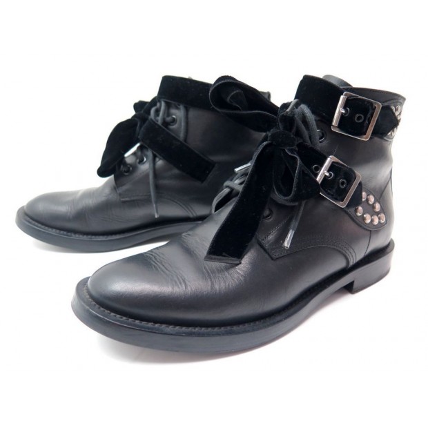 CHAUSSURES SAINT LAURENT RANGERS CLOUTEES 367688 39 SLIMANE BOTTINES BOOTS 1450€