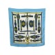 FOULARD HERMES HARNAIS DES PRESIDENTS CARRE EN SOIE BLEUE F. HERON SCARF 360€