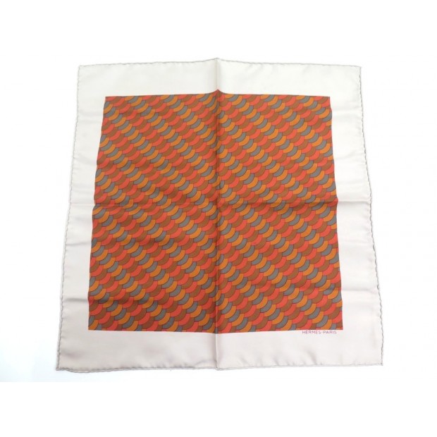  185879 VINTAGE NEUF FOULARD HERMES GAVROCHE POCHETTE 42CM SOIE MARRON MINI SILK SCARF