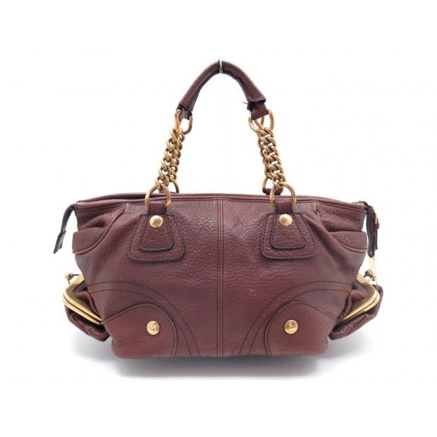 SAC A MAIN DOLCE & GABBANA CABAS EN CUIR GRAINE MARRON HAND BAG PURSE 1000€