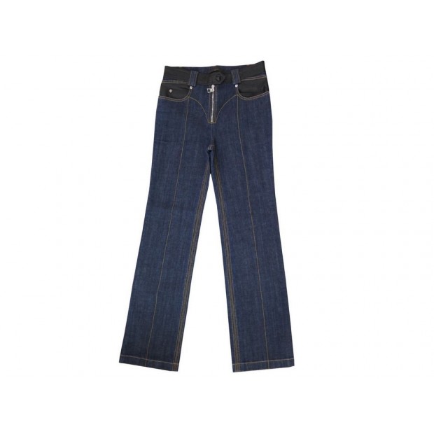 NEUF PANTALON LOUIS VUITTON TAILLE 40 M EN JEAN DENIM BLEU & CUIR BLUE PANT 950€