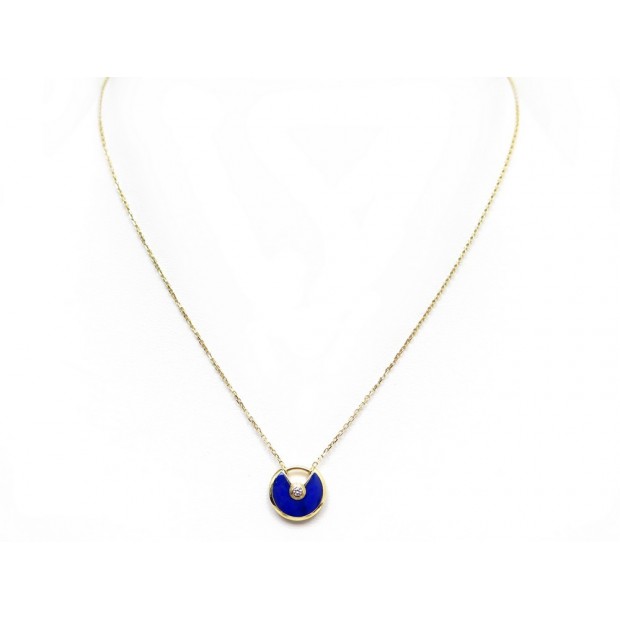 NEUF COLLIER CARTIER AMULETTE XS B3153108 DIAMANT LAPIS LAZULI OR NECKLACE 2390€