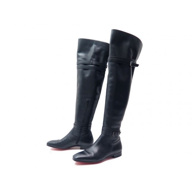 BOTTES CUISSARDES CHRISTIAN LOUBOUTIN 37 CUIR NOIR