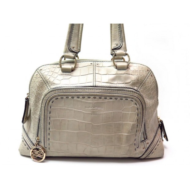 SAC A MAIN LANCEL MADEMOISELLE ADJANI A04905 EN CUIR ECRU FACON CROCO BAG 1150€