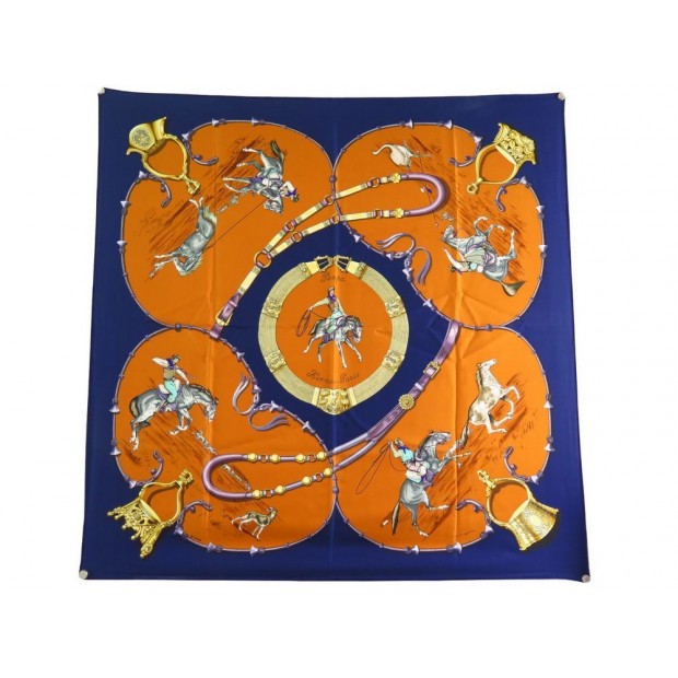 FOULARD HERMES PAMPA CARRE EN SOIE 90 BLEUE GAUCHOS ARGENTINS SILK SCARF 360€