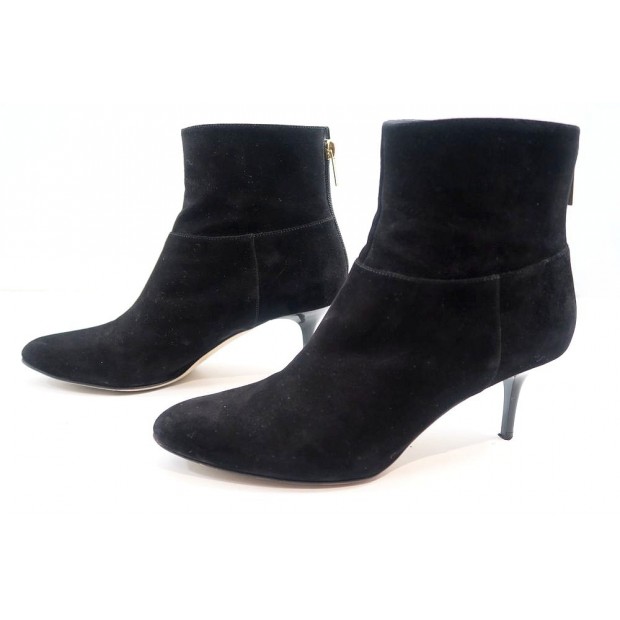 NEUF BOTTINES JIMMY CHOO KEELY 247 37 IT 38 CHAUSSURES DAIM NOIR 545€